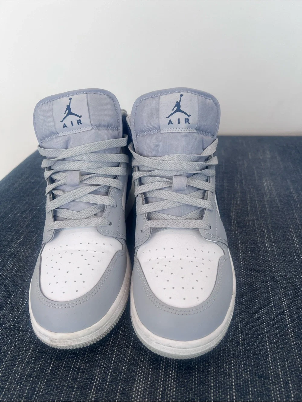 Nike Air Jordan 1 Mid Grey White Navy